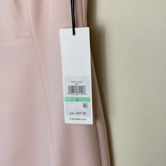 NWT Calvin Klein Women's Sleeveless Seamed Sheath With Tie Neck Pink Size 8 - Picture 5 of 16